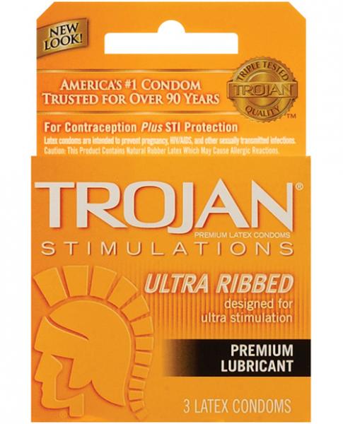 Trojan Ultra Ribbed Lubricated Condoms Pack Kinky Edge